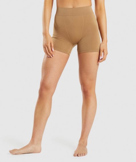 Women's Gymshark Seamless Boxers Underwear Light Brown | NZ 2IHAGR